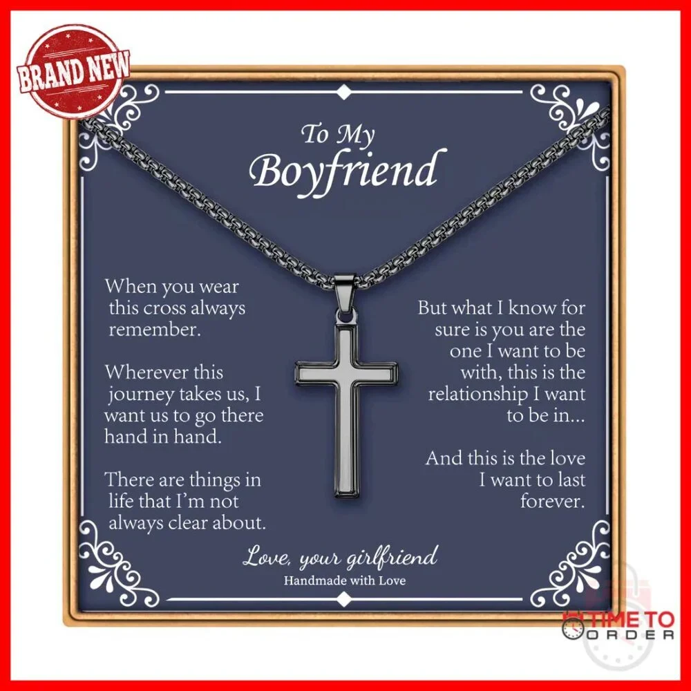 Stainless Steel Cross Necklace for Men, 20 Inch Box Chain, Religious Gift - Picture 1 of 7